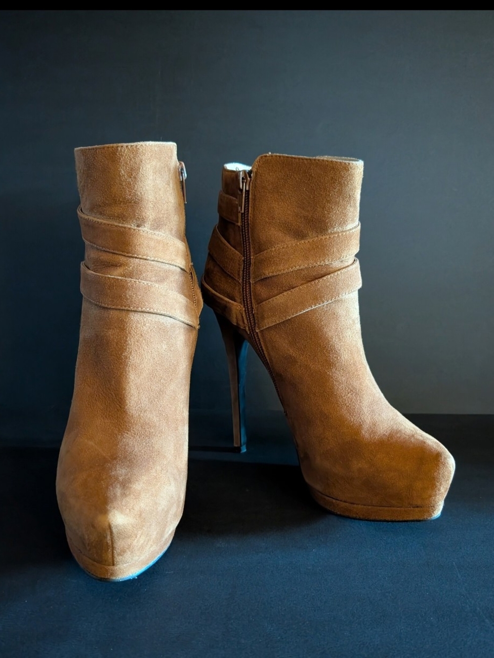 Aldo Tan Suede Wrap Ankle Boots with Stiletto Heel
